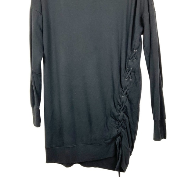 Express Women’s Black Side Lace Up Sweater Knit Tunic Dress - Picture 7 of 16